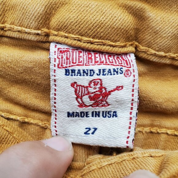 True Religion Jeans Womens 27 Yellow Halle Mid-Rise Skinny Cotton Blend - Picture 2 of 13